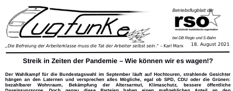 Der neue Zugfunke vom 18. August 2021