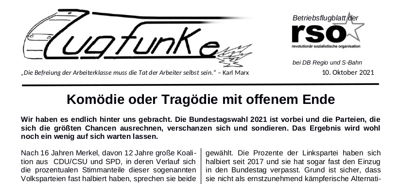Der neue Zugfunke vom 10. Oktober 2021