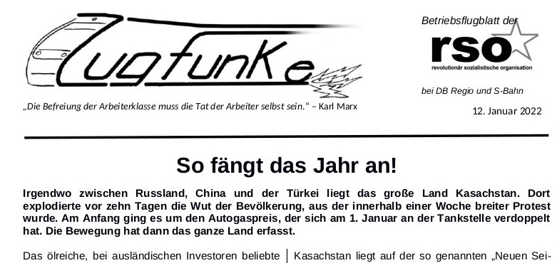 Der neue Zugfunke vom 12. Januar 2022