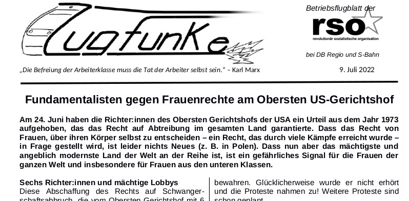 Der neue Zugfunke vom 9. Juli 2022