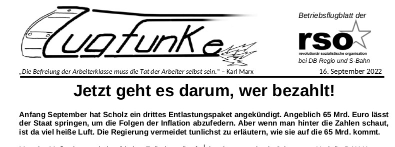 Der neue Zugfunke vom 16. September