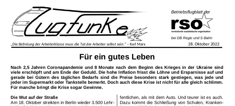 Der neue Zugfunke vom 28. Oktober 2022