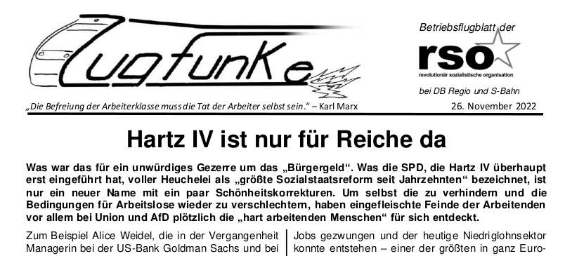 Der neue Zugfunke vom 26. November 2022