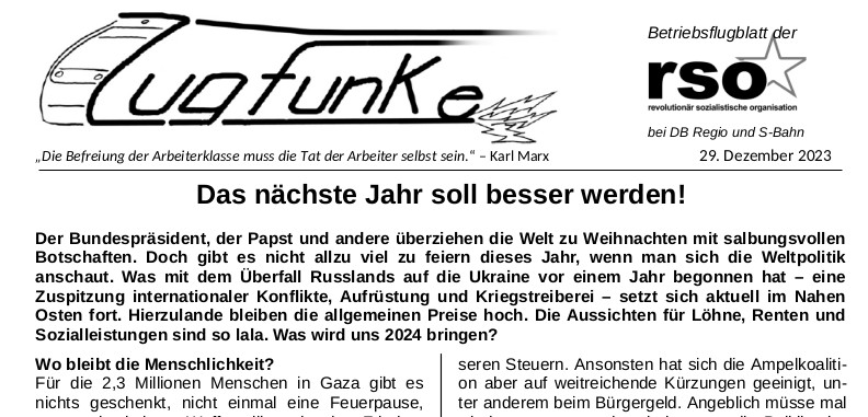 Der neue Zugfunke vom 29. Dezember 2023