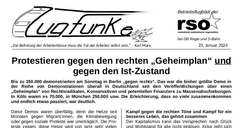 Der neue Zugfunke vom 23. Januar 2024