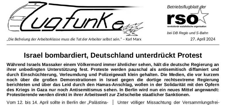 Der neue Zugfunke vom 27. April 2024