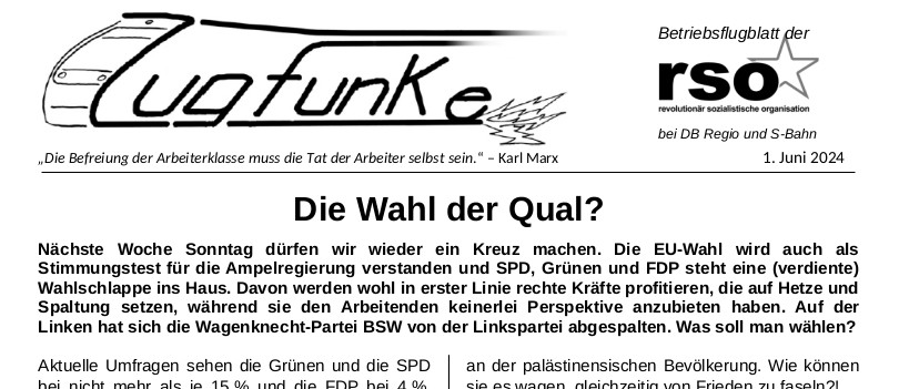 Der neue Zugfunke vom 31. Mai 2024